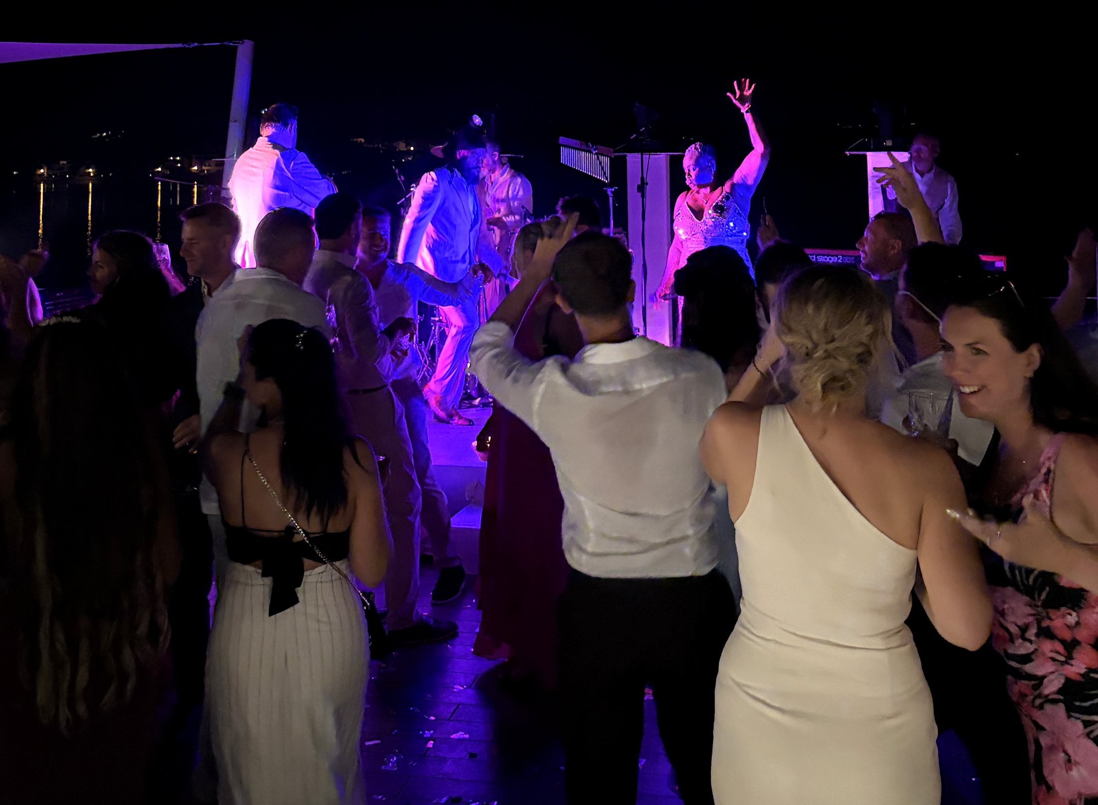Sensation Band performing by the water at a destination wedding in the Algarve